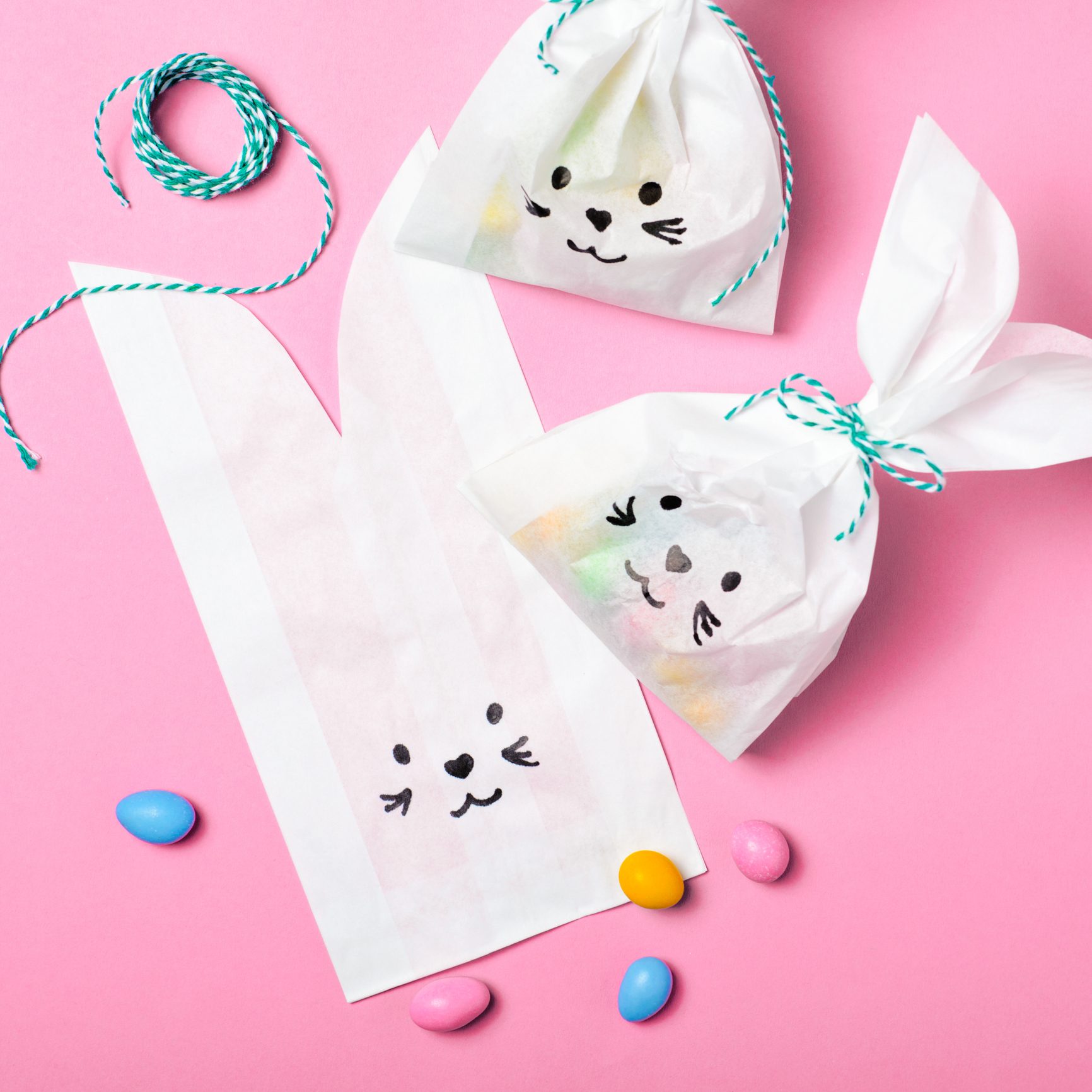 100 Sacchetti Regalo Pasquali A Tema Coniglio | In Plastica Resistente, 12,5x27,5 Cm, Per Dolciumi